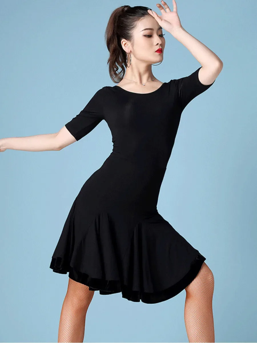 robe-de-danse-respirante-a-manches-mi-longues-et-dos-nu-costume-de-ballet-moderne-et-de-jazz-tenue-de-performance-a-bretelles-convertibles