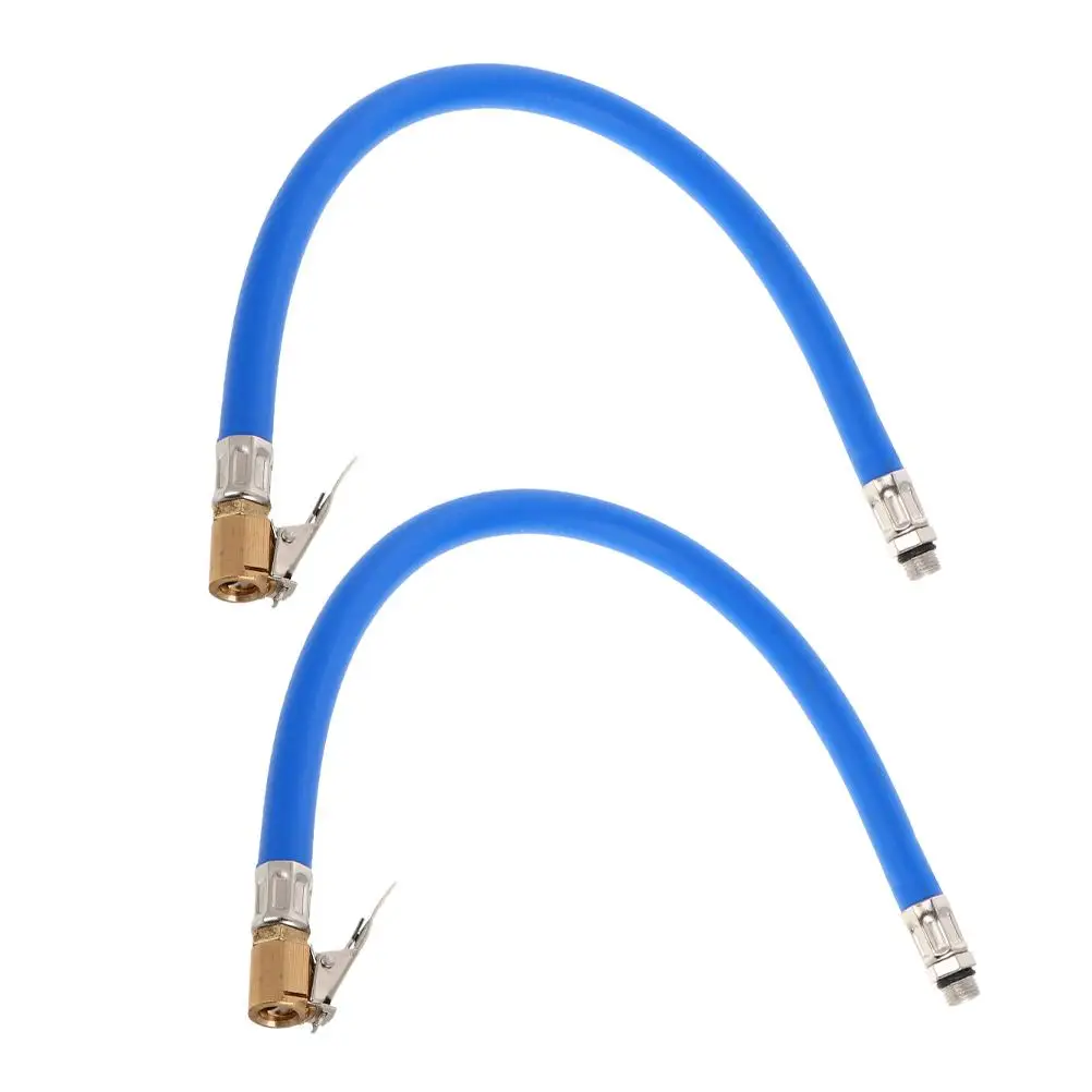 

2PCS Tire Inflation Tools Gauge Extension Hose Copper Head Blue Rubber for Bike Pump Truck Motorcycle Tire Inflator Kit