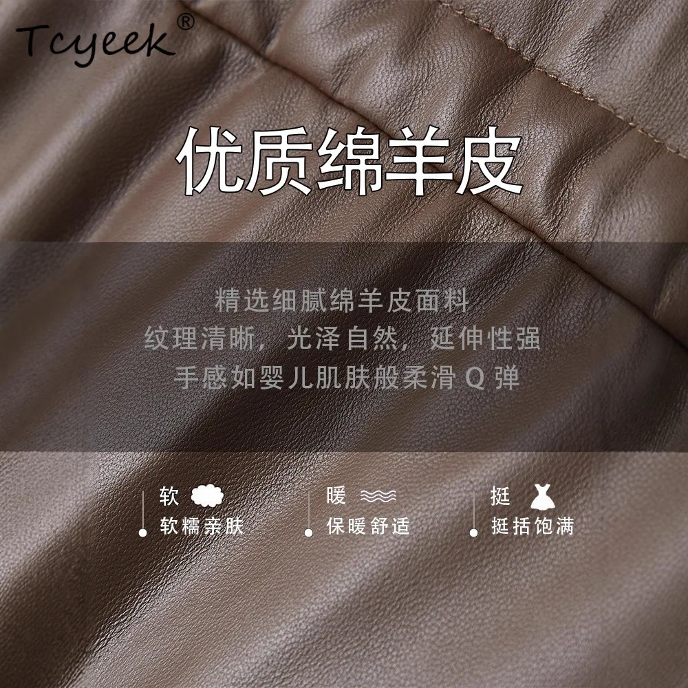 Tcyeek peau De mouton duvet De canard blanc automne hiver haut De gamme revers femmes veste en cuir véritable Jaqueta De Couro légítimo Feminina