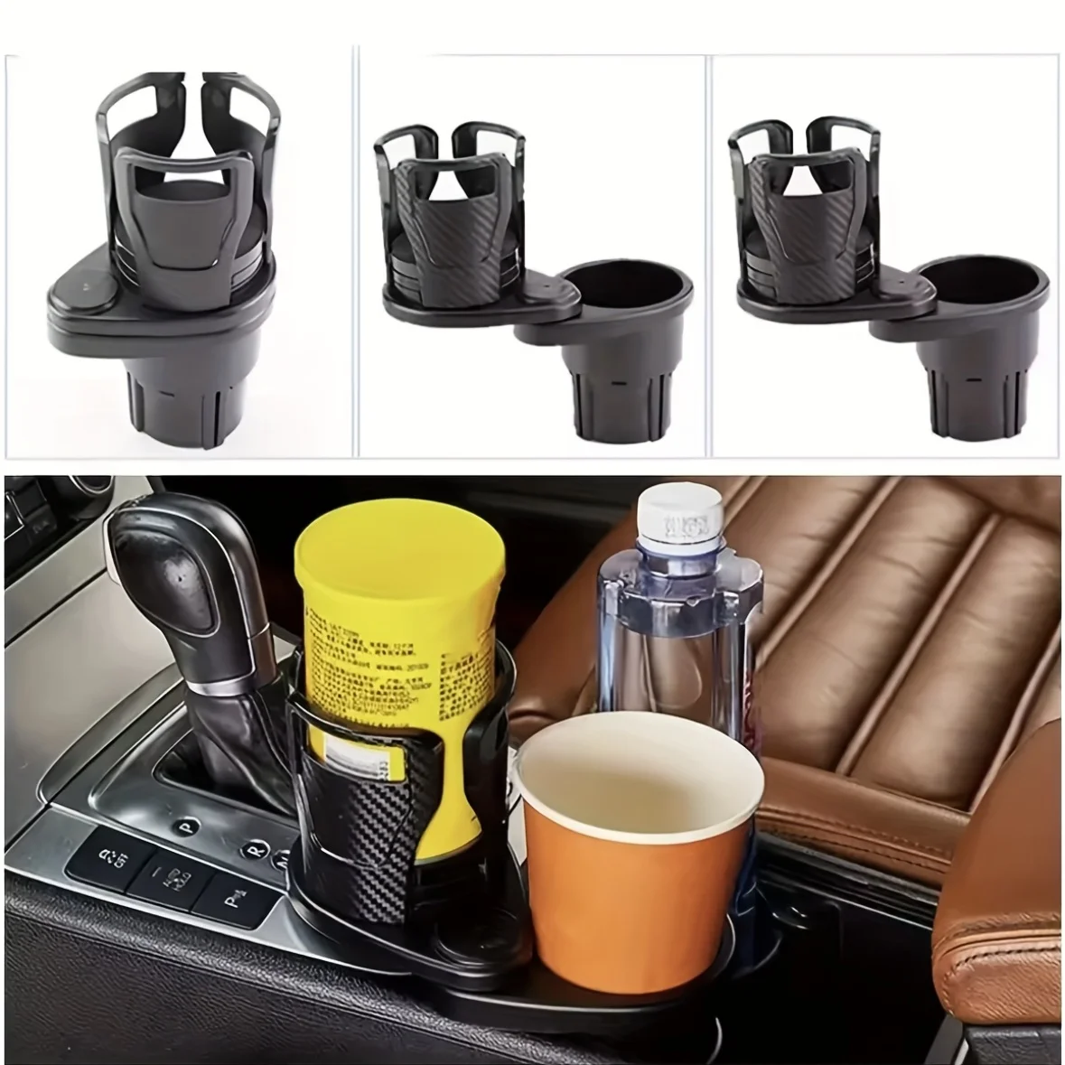 

Car Cup Holder Center Console Beverage Holder Organizer Car Mount Multifunction Rotating Double-Layer Storage Cup Holder