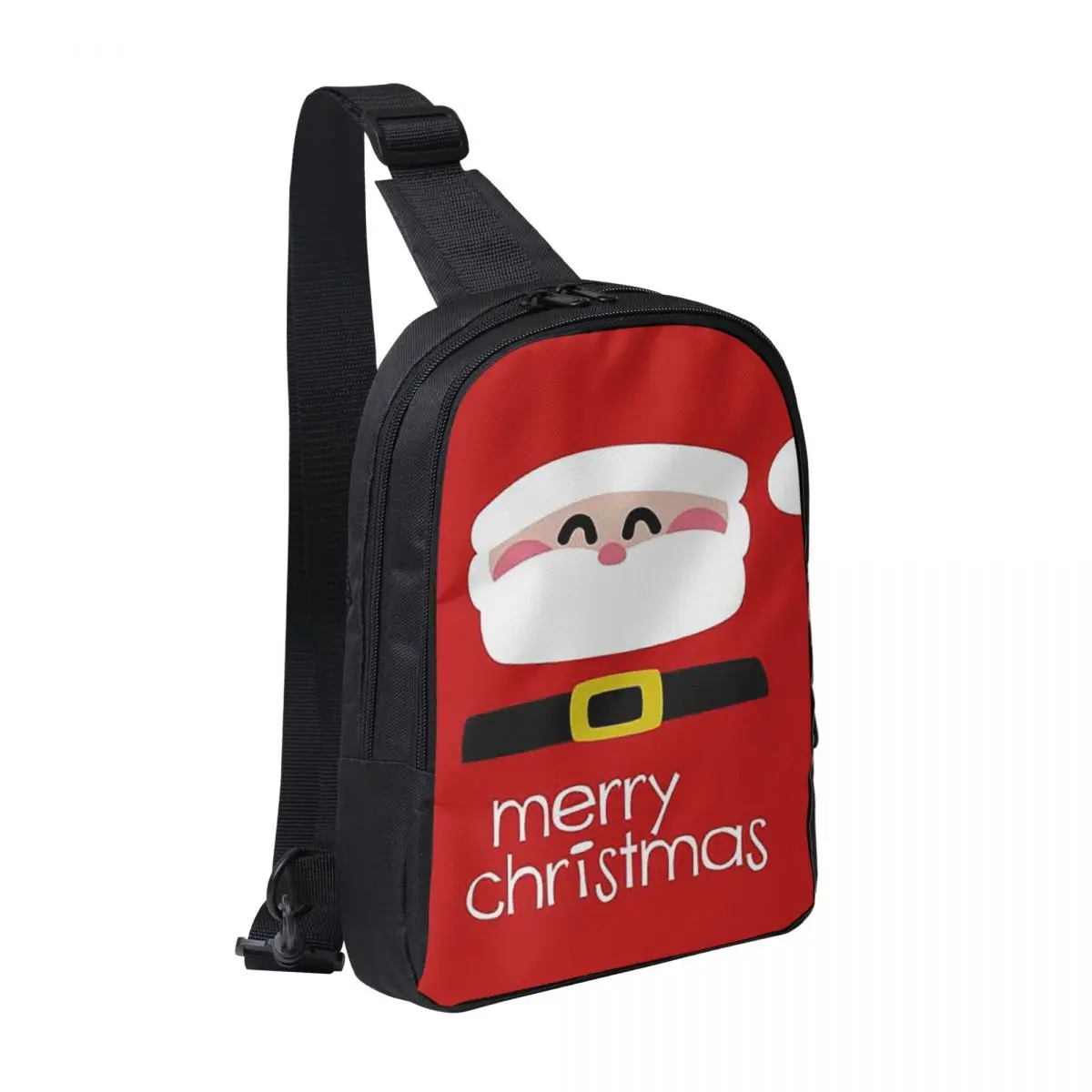

Merry Christmas Santa Claus Chest Bag Men Sling Crossbody Backpack Chest Bag Travel Hiking Daypack Shoulder Bag