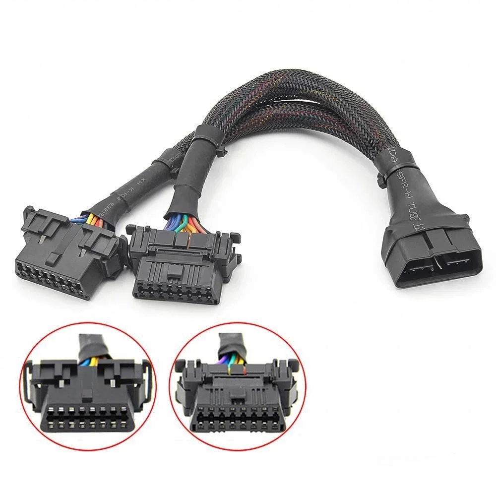 

OBD2 Splitter 16 Pin OBD II Splitter Extension 1x Male and 2X Female Extension Cable Adapter