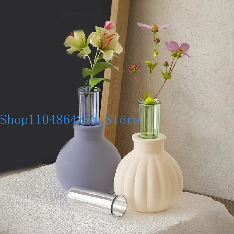 

652F круглая силиконовая форма для вазы для цветов и форма для подсвечника, легкосъемная форма для изготовления подсвечников,