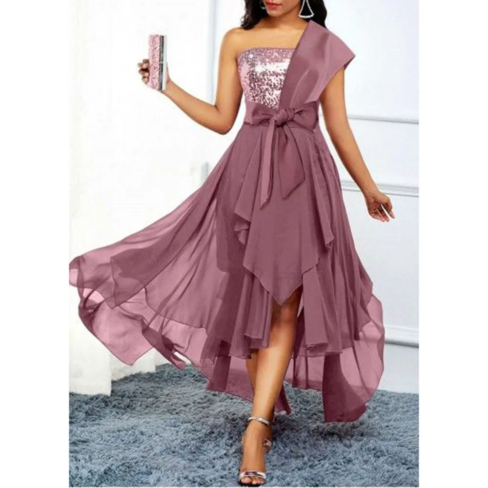 

Fashion Elegant Dresses for Mother of the Bride 2024 Strapless One Shoulder Sleeve A-Line Tea Length Daily Women Prom Gowns