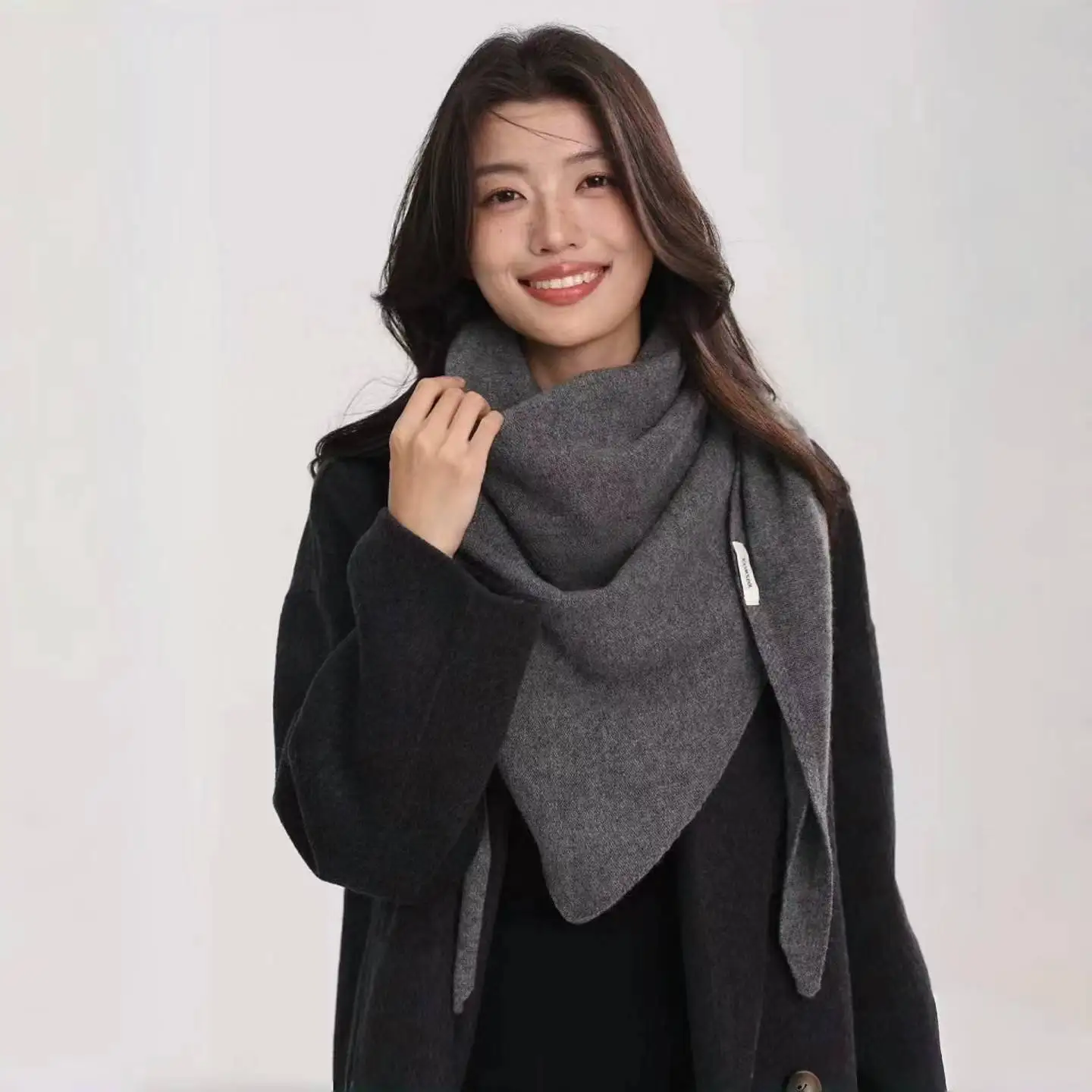 Autumn Winter New Scarf 100% Wool Triangle Large Shawl Women's Striped Thickened Outer Vest Knitted Warm Shoulder Scarf