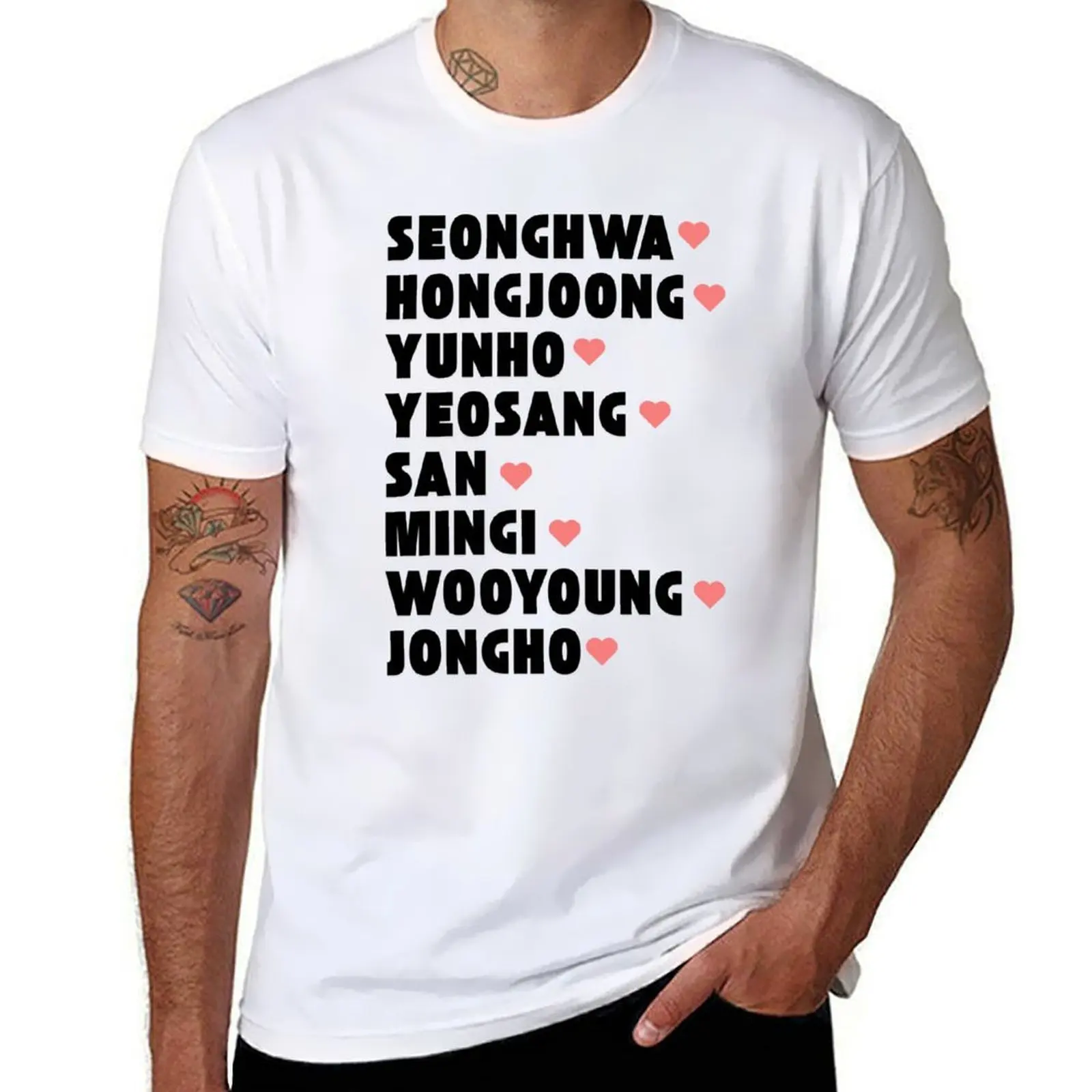 

ATEEZ with Member Names Kpop Group Design T-Shirt t shirts for man graphic funny t shirts for man pack white T-Shirt