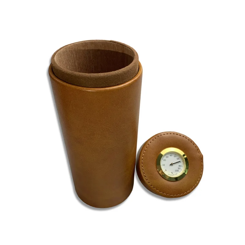 

Portable Humidor Cigar Barrel Cedar Interior Two-Color Optional Cigar Jar with Hygrometer