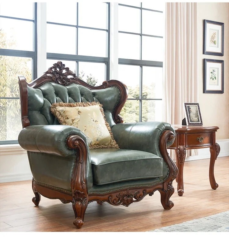 leather sofa first layer cowhide three-person sofa living room 123 combination