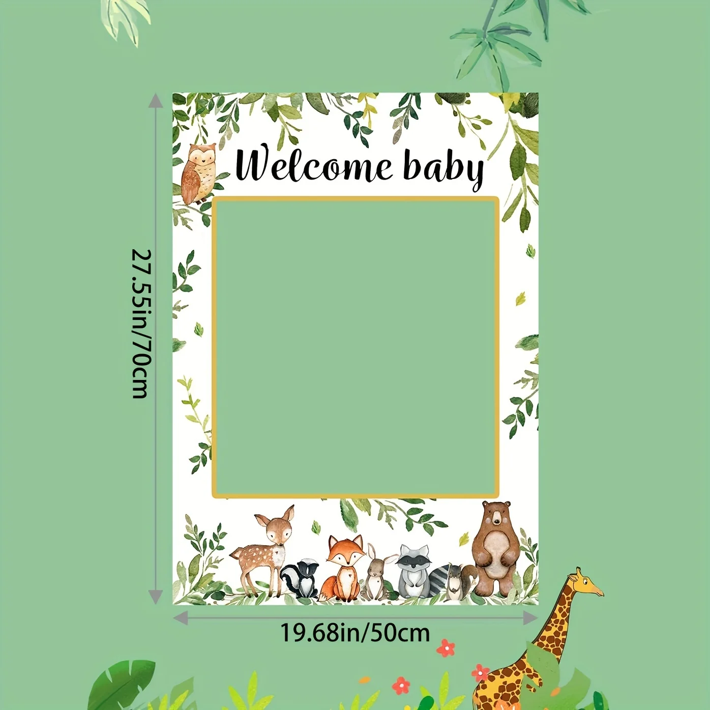 Woodland Baby Shower Decorations-Welcome Baby Photo Booth Frame Boy & Girl Gender Neutral Forest Animal Decor for Showers