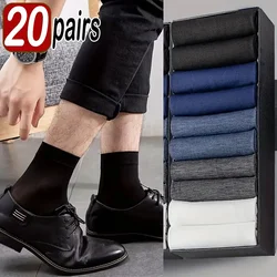 10/20pairs Men‘s Ultra-thin Long Socks Summer Breathable Bamboo Fiber Socks Silk Sports Antibacterial Business Ankle Sox