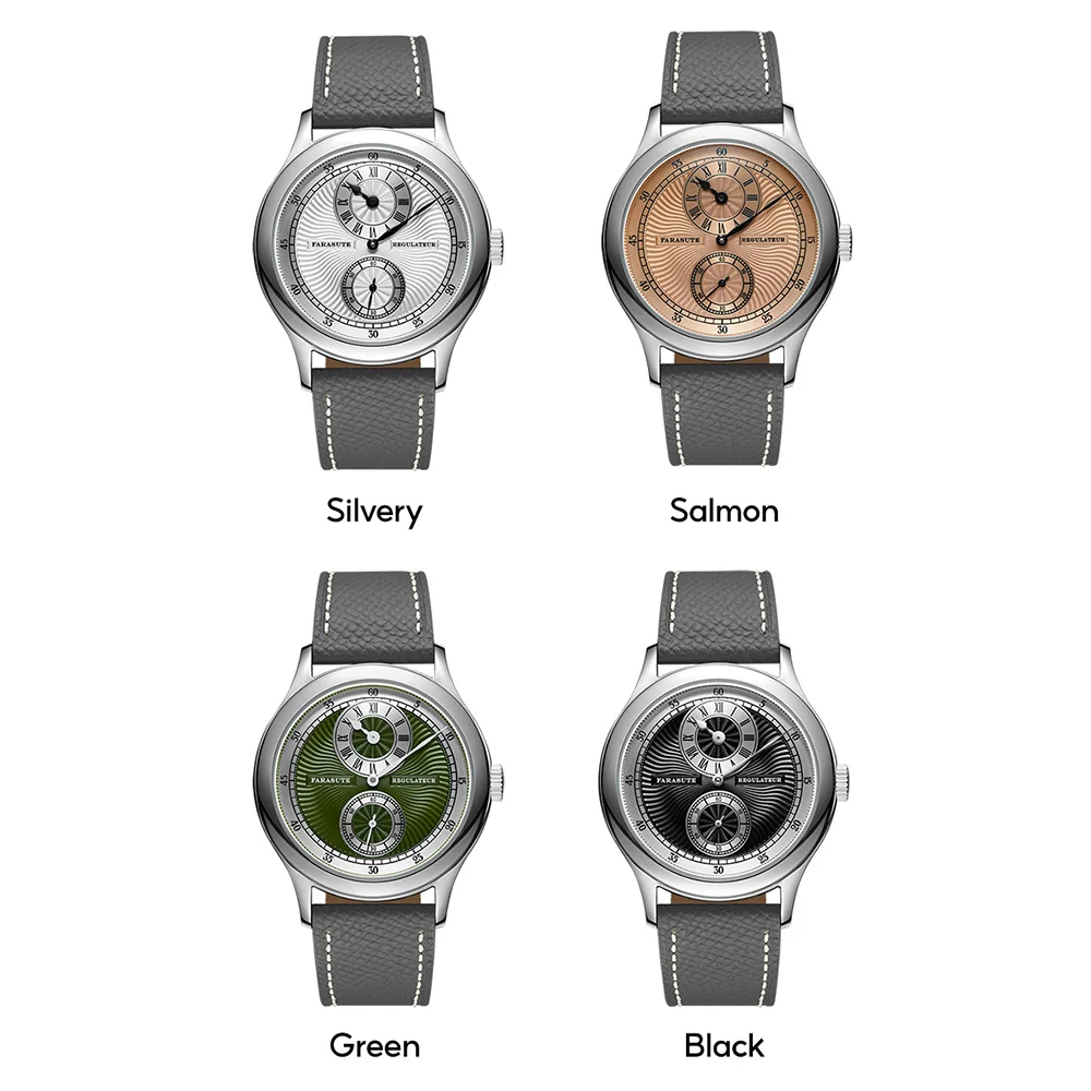 FARASUTE マニュアル機械式メンズ腕時計カモメムーブメント Sappnt サファイアクリスタルビジネス防水レギュレーター男性腕時計リロイ