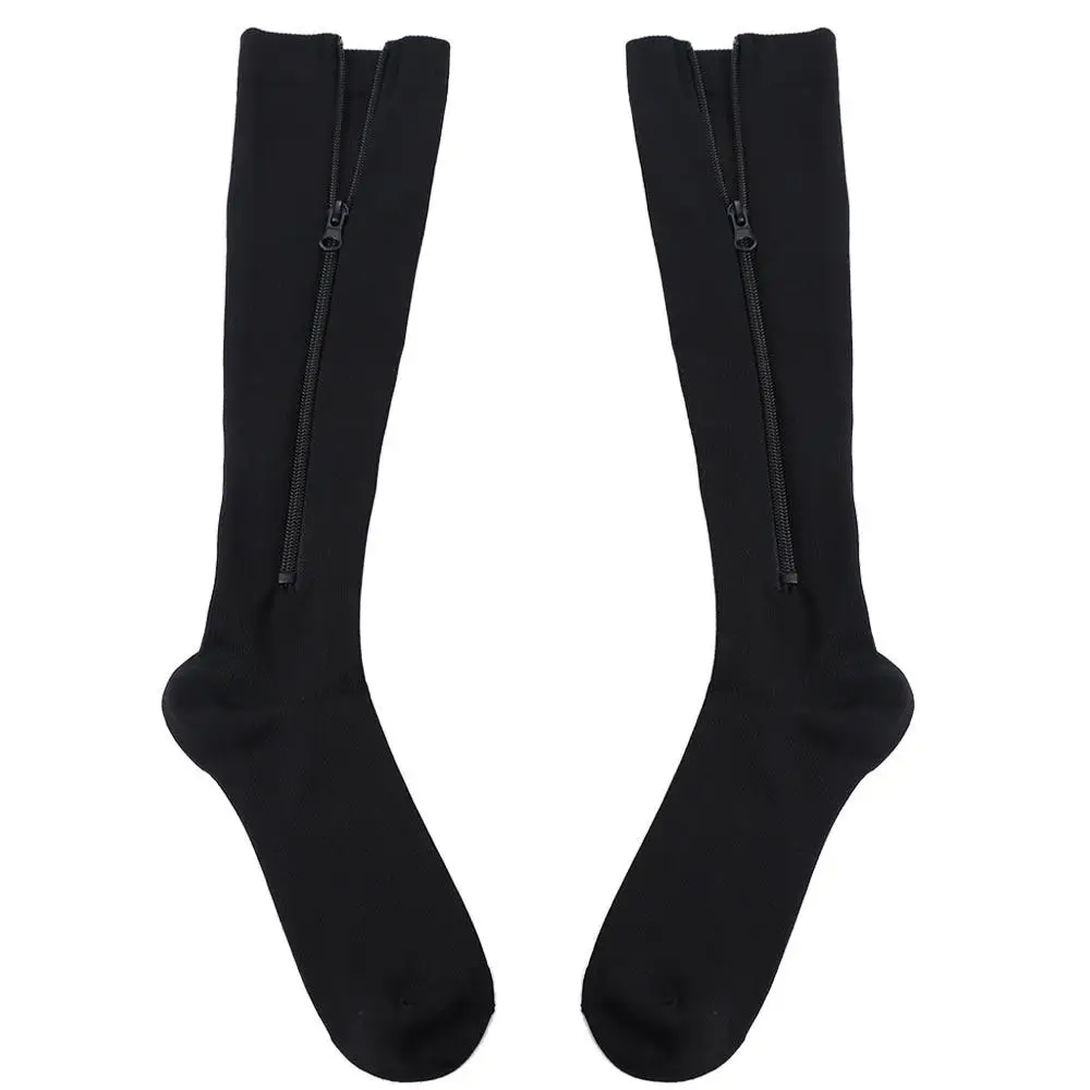 Nylon Compression Zipper Socks Stockings Closed Toe Varicose Veins Socks Colour of Skin Calf Stretch Socks