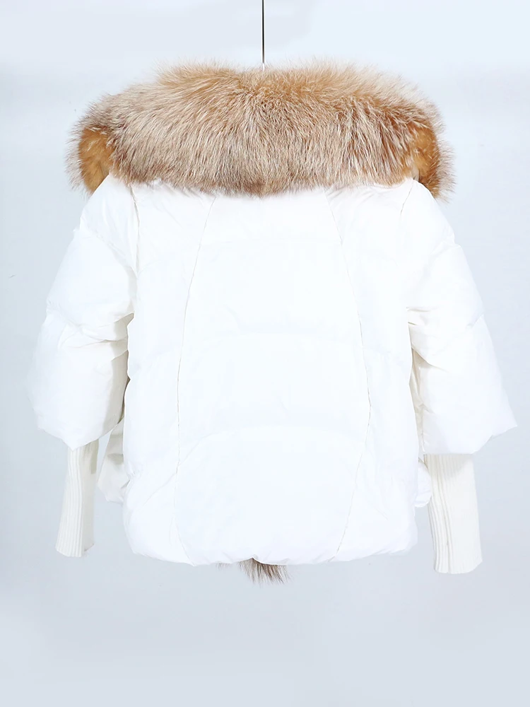 OFTBUY New White Duck Down Jacket Winter Women Warm Loose Coat Natural Real Fox Fur Collar Thick Luxury Outerwear New Fashion