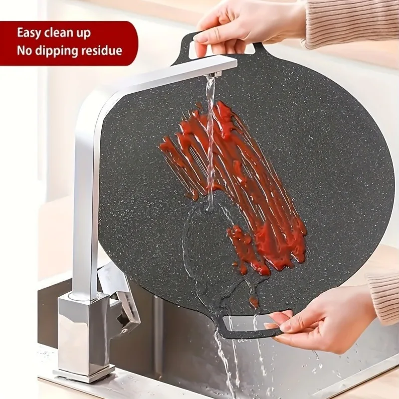 1pcs Cast Iron Outdoor Grill Pan Non-Stick Teppanyaki Plate for Camping & Home BBQ Cooking Duty Portable Design view 3