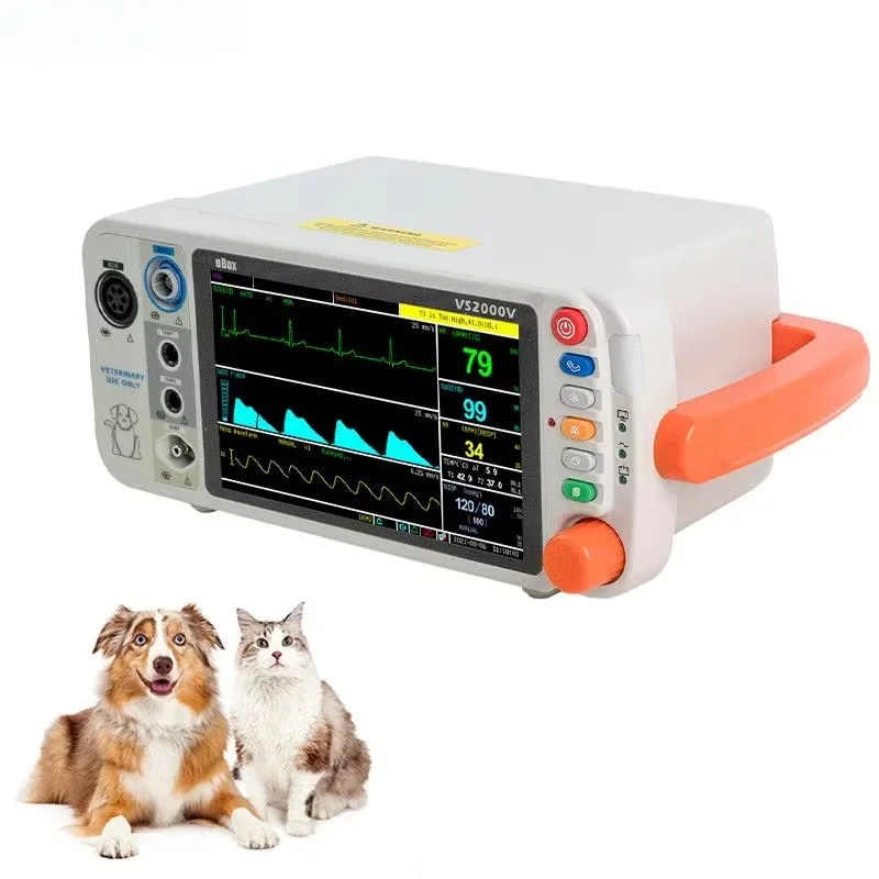 Peralatan Medis Multi-parameter Ringan Ecg Spo2 Tanda Jantung Tangan Monitor Vital Perangkat Hewan Untuk Klinik Dokter Hewan