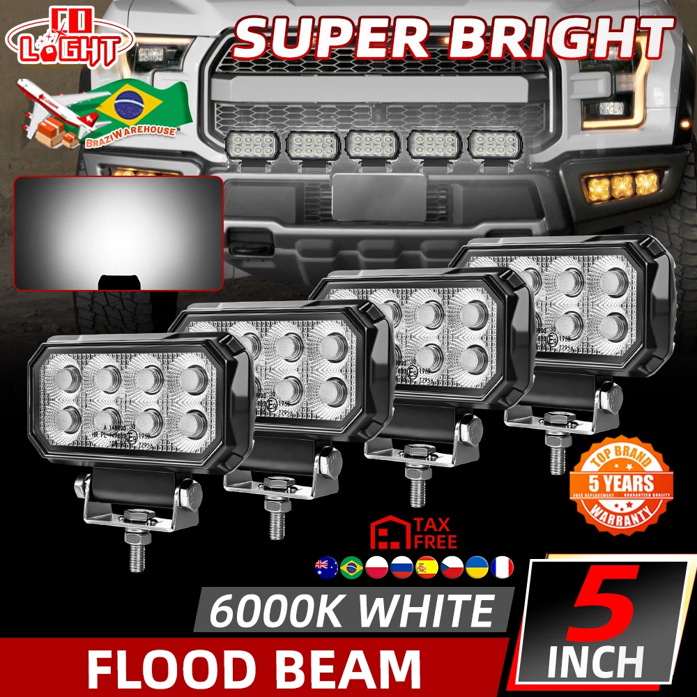 CO LIGHT offroad use 5 inch Rectangle Modified LED Work Lights Forklift Lamp Vehicle Spotlights Flood Waterproof ATV SUV 4X4