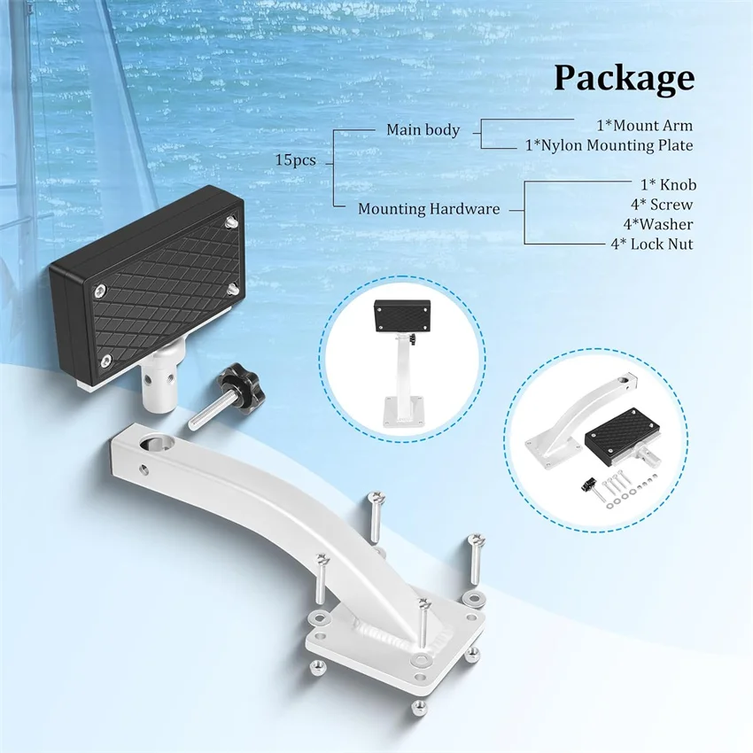 ANX Aluminium-Klemmhalterung für Trolling-Motor, 90 ° Verstellbar für Kajak, Kanu, Jon-Boot, Skiff, max. 36 lbs Schub, robust, gut verschweißt – Detail 5