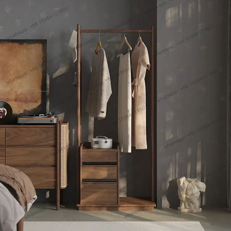 

Вешалка для пальто и шляп из массива дерева, напольное хранилище для спальни с зеркалом для всего тела, туалетное зеркало, встроенная вешалка для одежды