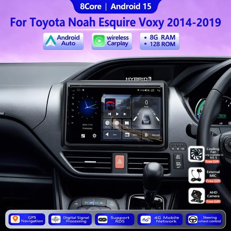 10'' Android15 Car Radio Wireless Carplay For Toyota Noah 80 Esquire Voxy 2014 - 2019 Multimedia Player 4G WiFi GPS Navigation