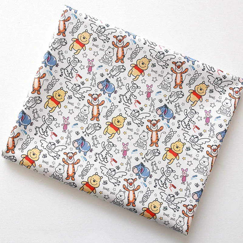 Winnie The Pooh Piglet Eeyore Tigger Pattern Fabric By The Half Yard,Disney Printed Cotton Fabric For Sewing Dress Bags Clothes