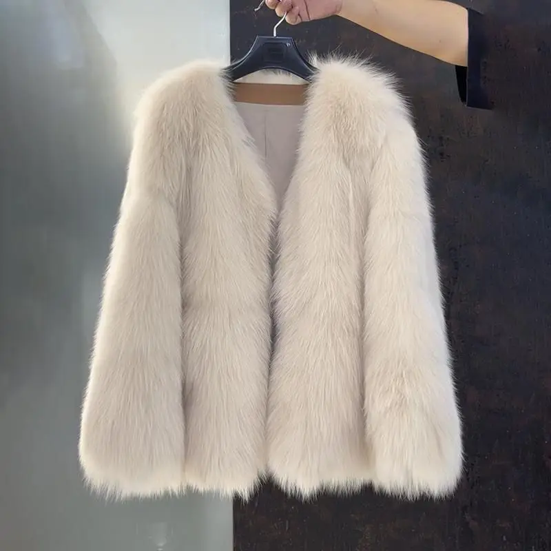 Women Winter Thicken Mink Cashemere Faux Fur Coat Soft Warm Fragrant Korean Style High Street Fashion Female Loose Coat Cardigan