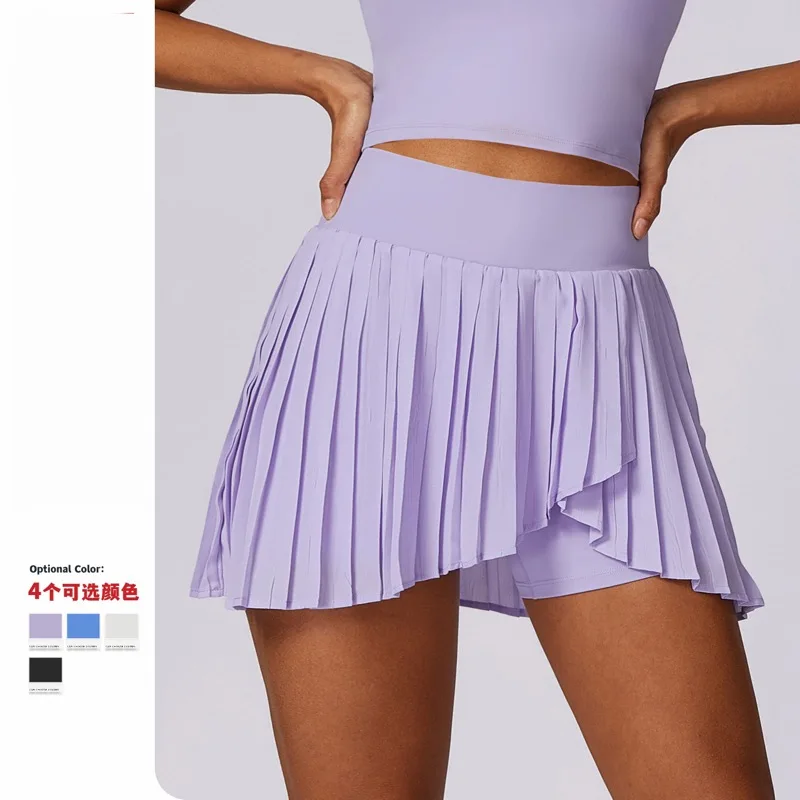 

Summer Tennis Pleated Skirt with Shorts Pocket Sport Outfit Polo Top Golf Wear Women Casual Training Running Workout Clothes