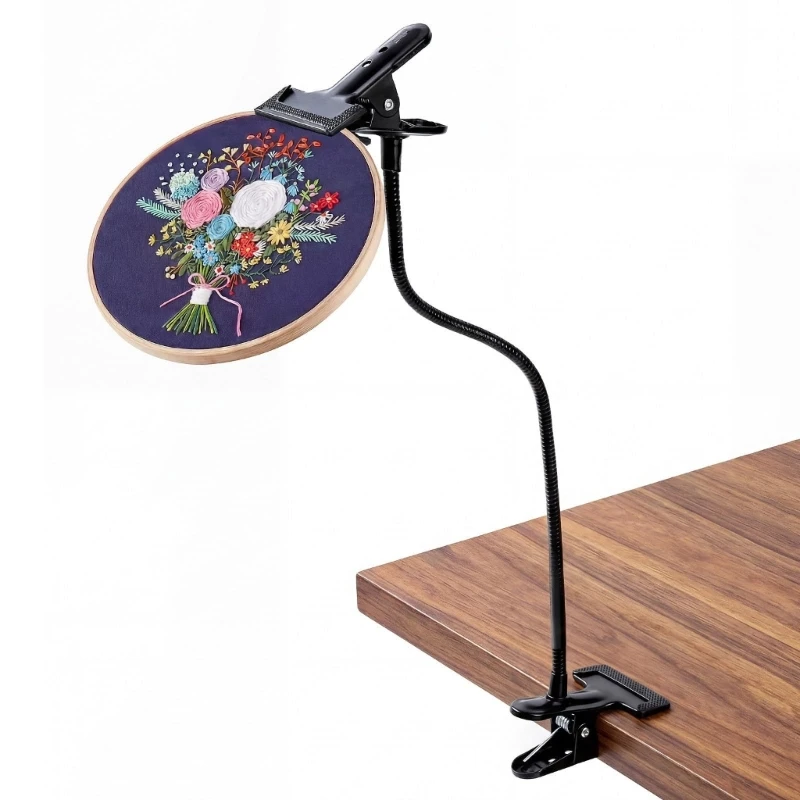 Sewing Hoop Holder with Desk Clamp and 20in/50.8Cm Gooseneck Embroidery Stand for Crosses Stitching and Needlework Supplies 55KF