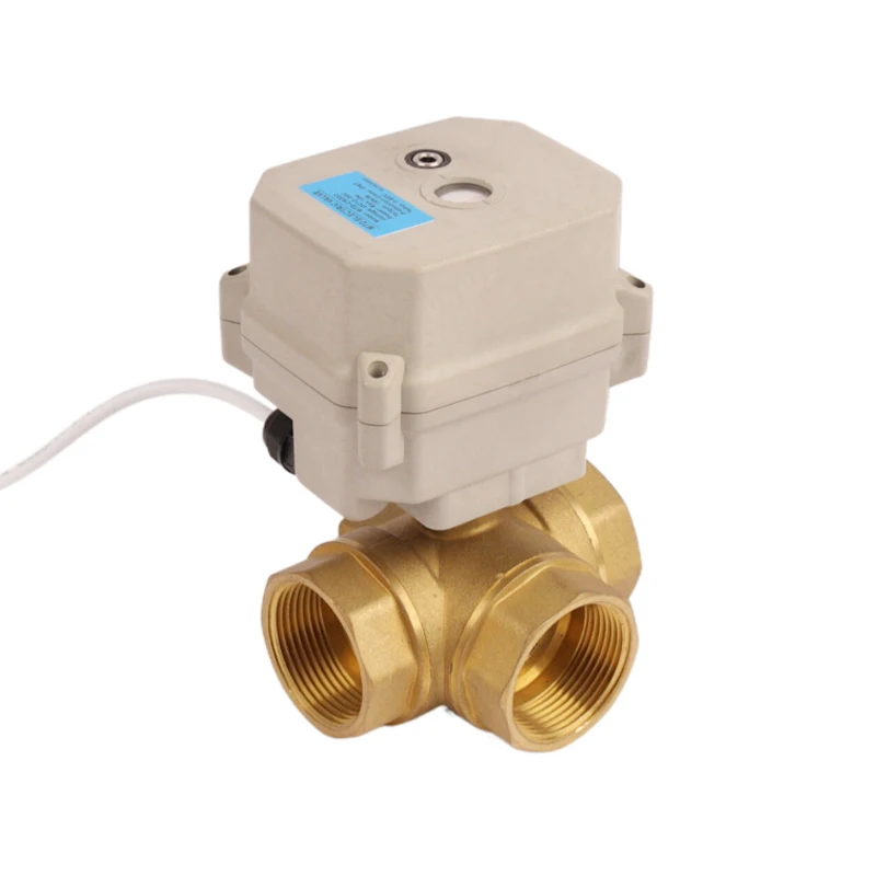 3 Way Mini Smart Brass Electric Automatic Rotary True Union Water Control Actuator Ball Valve