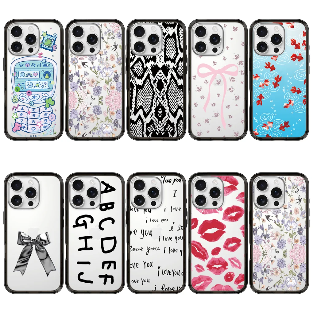 

Чехол для iPhone 13 14 Pro 15 Pro 16 Pro Max с акриловой каймой и буквами Bowknot Lip New Type — защитный чехол для iPhone