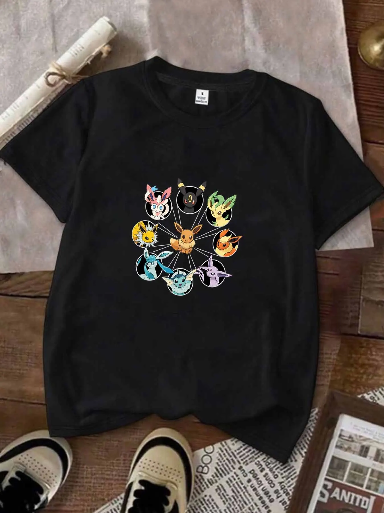 【WY051032】Женская футболка больших размеров с круглым вырезом и короткими рукавами, эластичными полурукавами и модными принтами