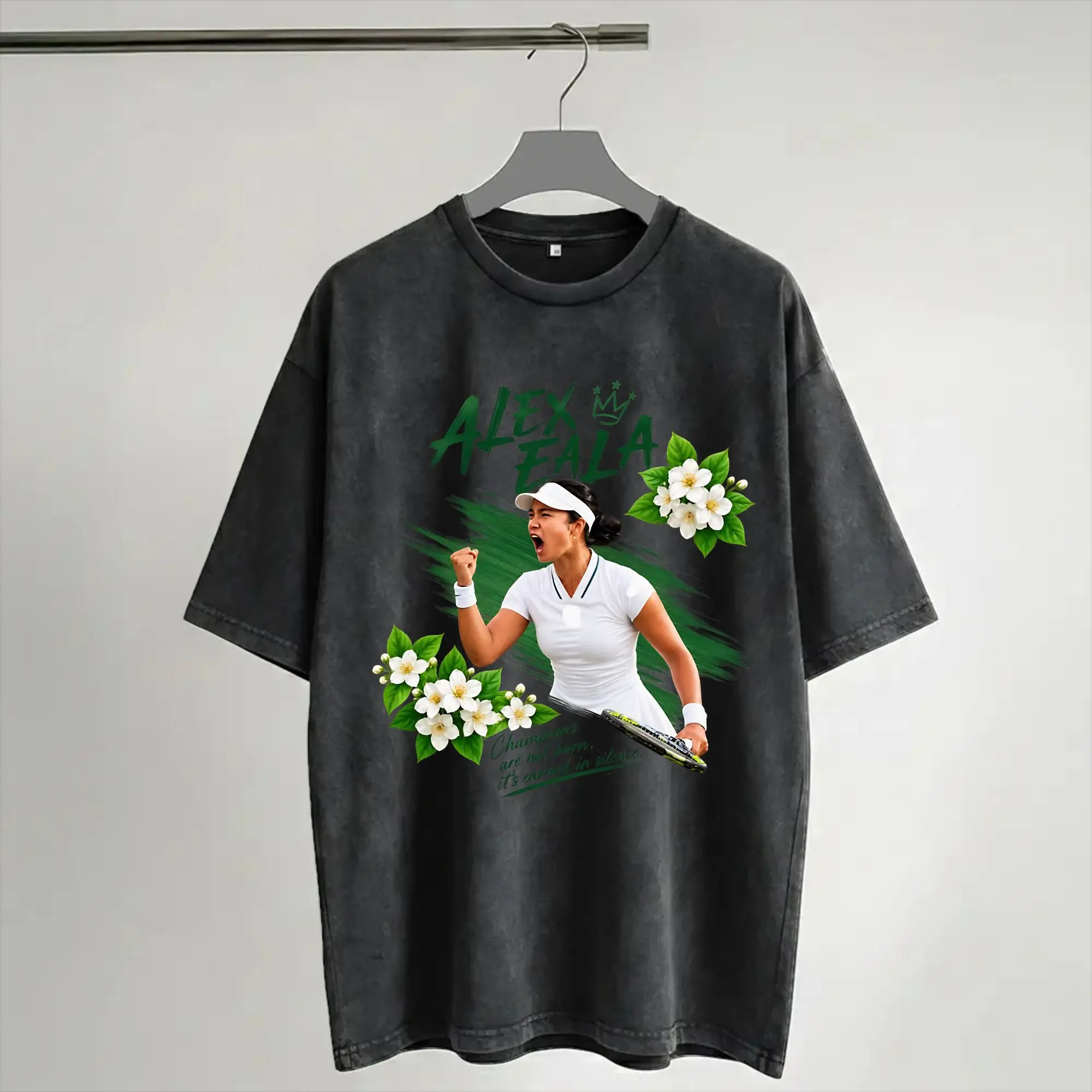 Harajuku Washed Shirt Alexandra Alex Eala tennis 2026 Outfit Fashion T Shirt Oversize  Streetwear Short Sleeve Printed Tee Shirt