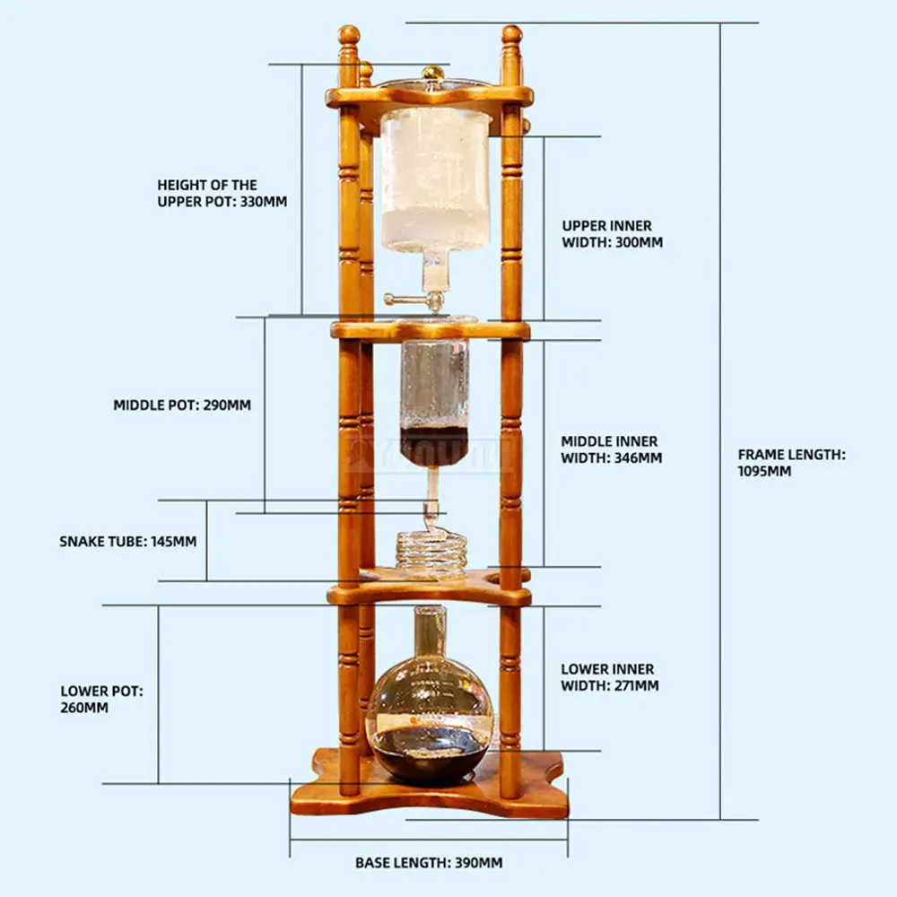 Single Tube Ice Drip Coffee Maker, Cold Brew Coffee Pot, 25 Servings Ice Dripper for Home and Commercial Use