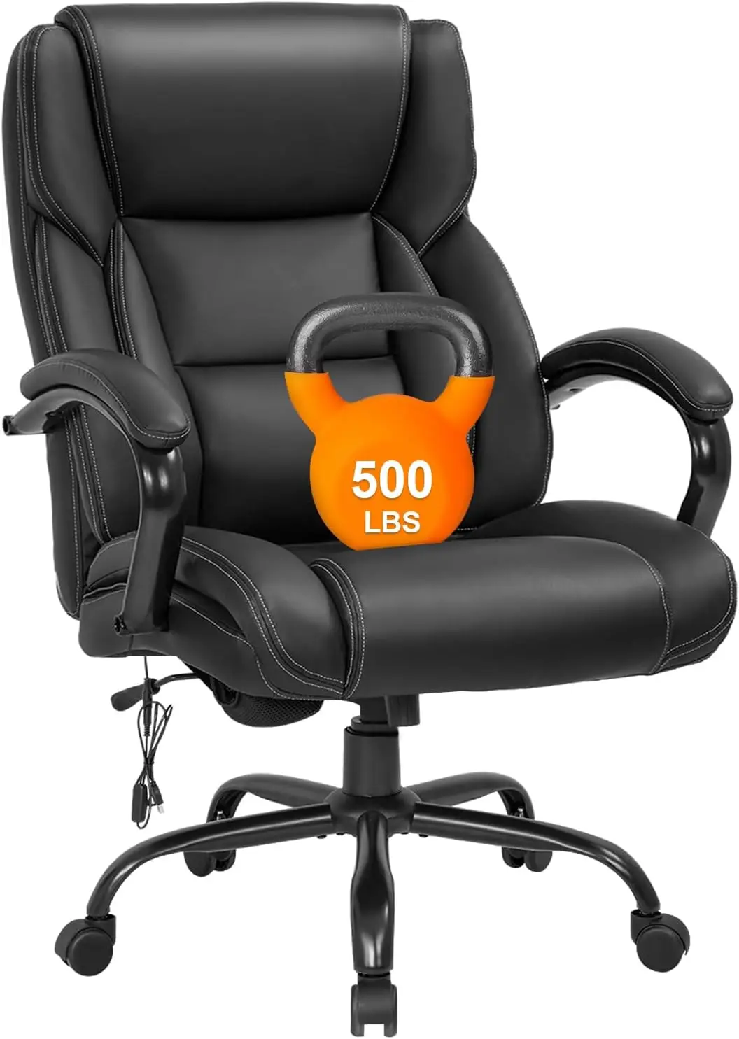 

Big and Tall Office Chair 500lb Wide Seat Desk Chair Lumbar Support Armrest Swivel Rolling High Back PU Leather Computer Chair