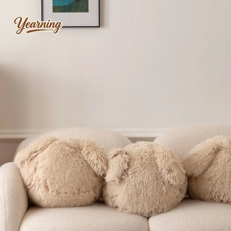 

Super Soft INS Rabbit Plush Pillow Cute Lumbar Cushion for Office Student Dorm Bedroom Sweet Home Decor Best Gift