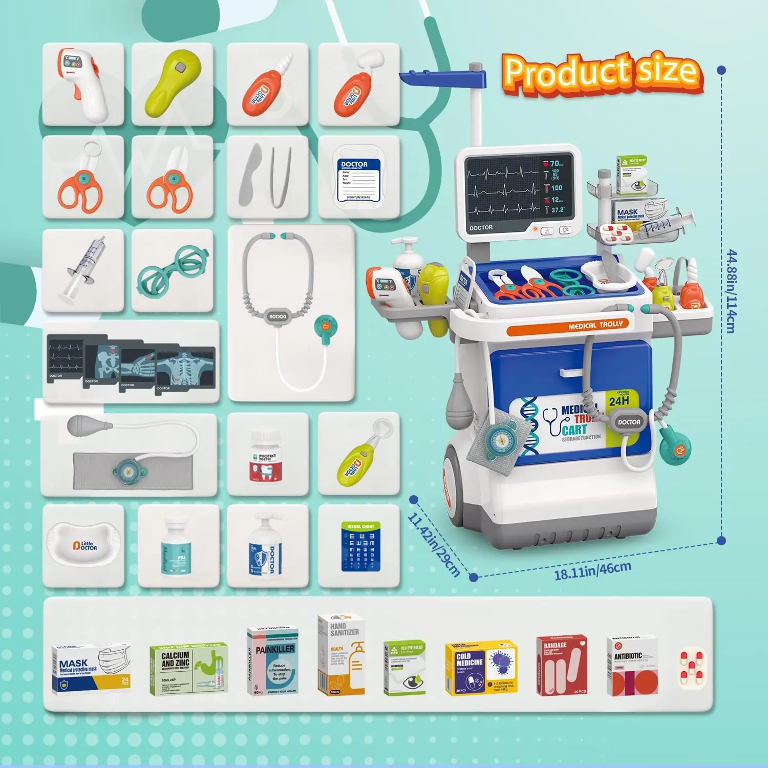 Deluxe Doctor Set voor kinderen - Gesimuleerde speelset voor medische stations met stethoscoop en gereedschap - Perfect rollenspelcadeau