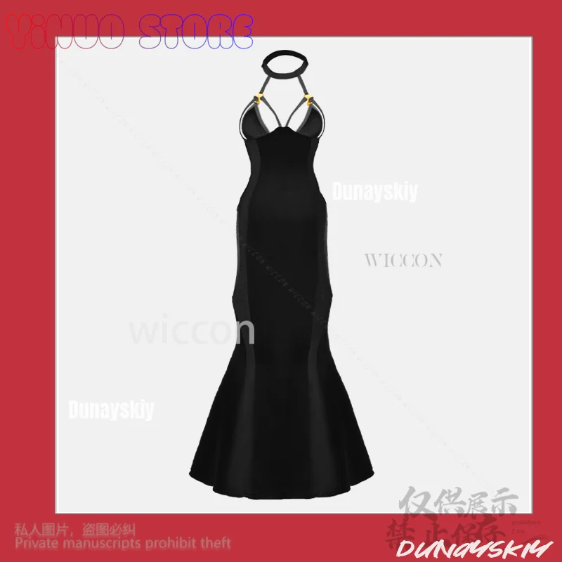 Anime Overlord Albedo Cosplay Sexy reina mujeres niñas vestido de noche negro Lolita elegante sirena a juego banquete graduación ceñido al cuerpo