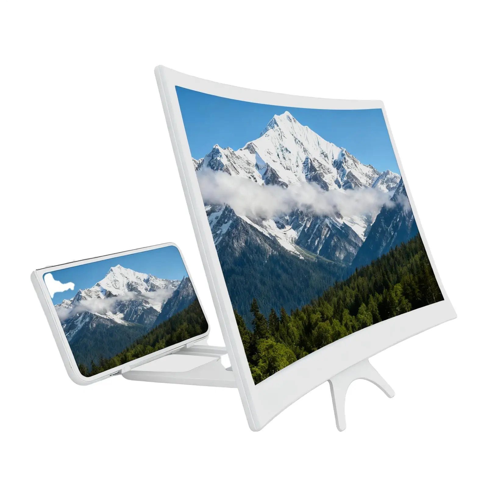 مضخم شاشة منحني قابل للطي 12 بوصة مضخم صوت للهاتف المحمول فائق الوضوح عدسة مكبرة حامل كسول لمشاهدة الفيلم