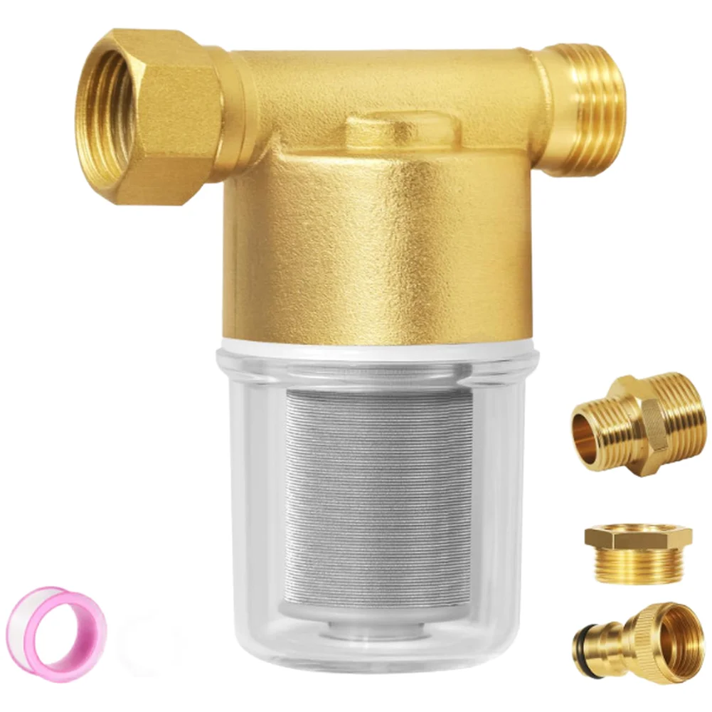 Brass Inline Sediment Filter with Transparent Housing for Easy Visual Inspection of Filter Condition and Maintenance Timing