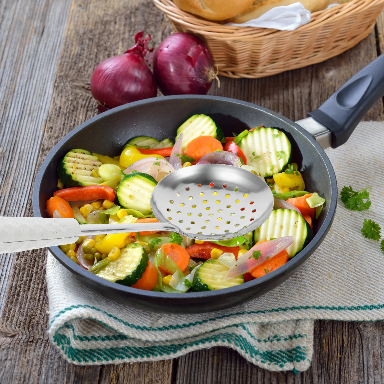 

Stainless Steel Skimmer Spoon Safe Kitchen Supplies Utensils Cooking Tableware Pan Drain Food Tool Cookware