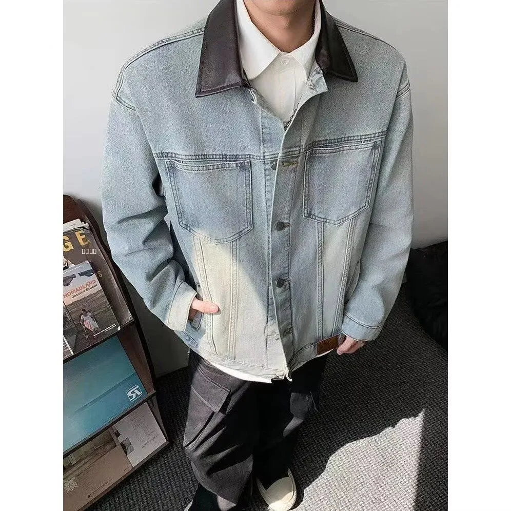 

High-End Elm Wood Workwear Jaet Men's Loose Fit Collar Stand Collar Spring Autumn American Sle Trendy Outerwear