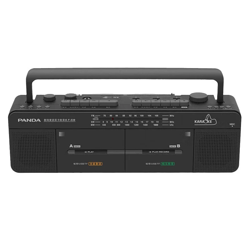 PANDA  F-539 Double Tape Campus Radio Students Learning Foreign Language Karaoke  Tpeater Cassette Recorder