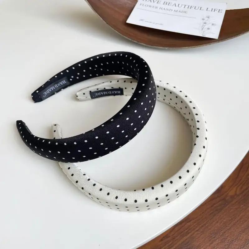 Modische, gepolsterte, dicke Stirnbänder mit mehrfarbigem Polka-Dot-Design für Frauen – Detail 10