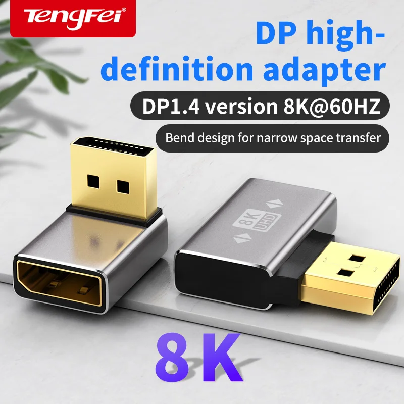8K DisplayPort 1.4 Adapter DP Male to Female Extender Alloy Shell Female to Female Extension Connector Converter