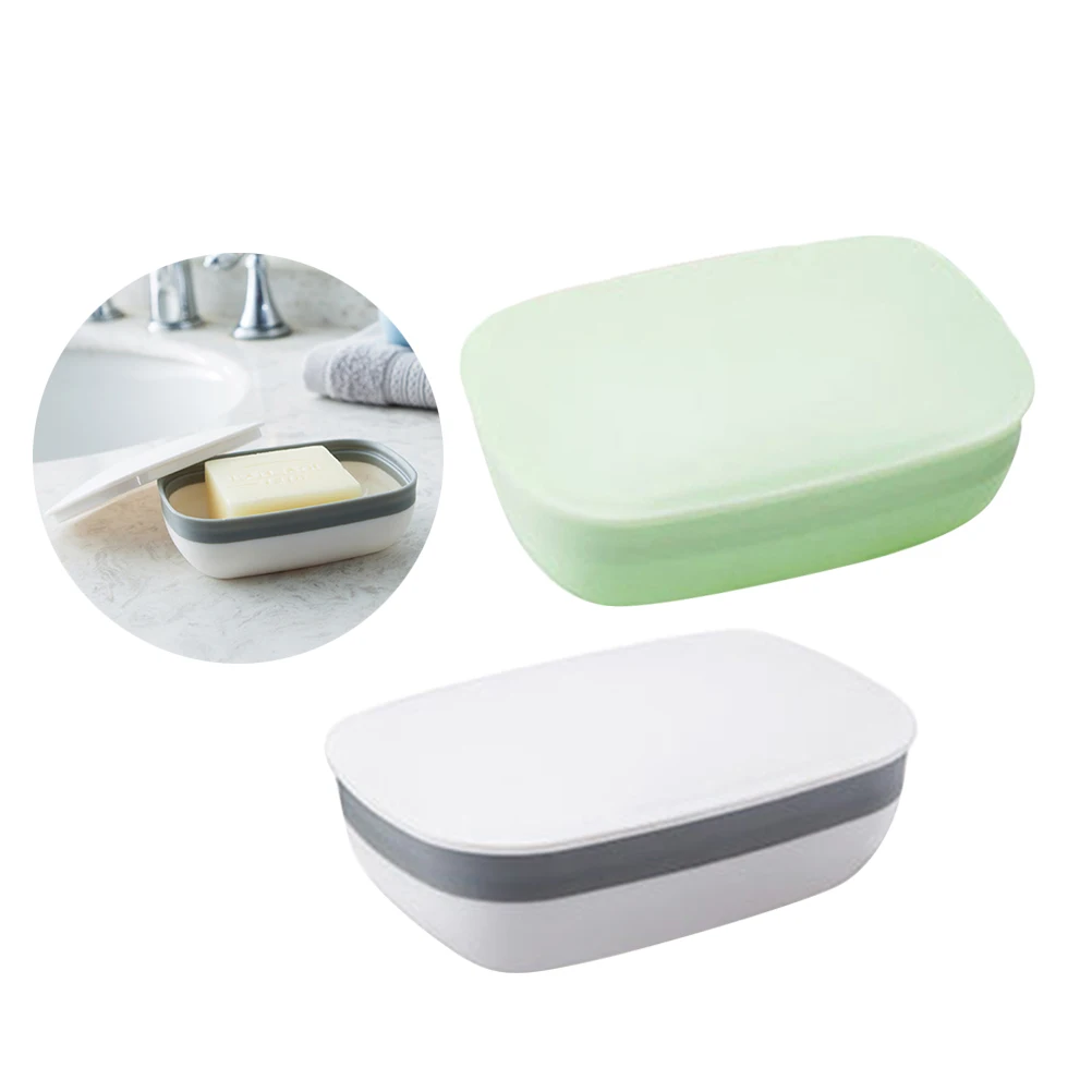 

Portable Soap Box 2 Pcs Bathroom Container PP Dish Waterproof Travel Compact Standard Bars Leak Proof Anti Slip Home Use