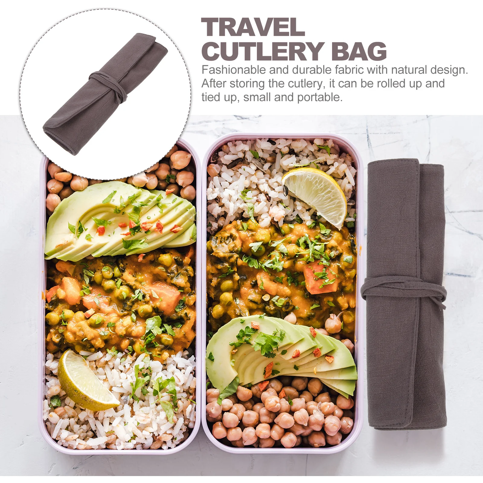 

Cutlery Bag Fabric Portable Roll Up Outdoor Camping Tableware Organizer Practical Storage Pouch Cutlery Bag