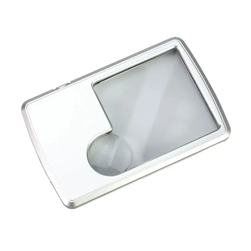 3X 6X Mini Credit Card Led Magnifier Loupe With Light Leather Case Magnifying Glass Ultra-Thin Portable Square With LED Light