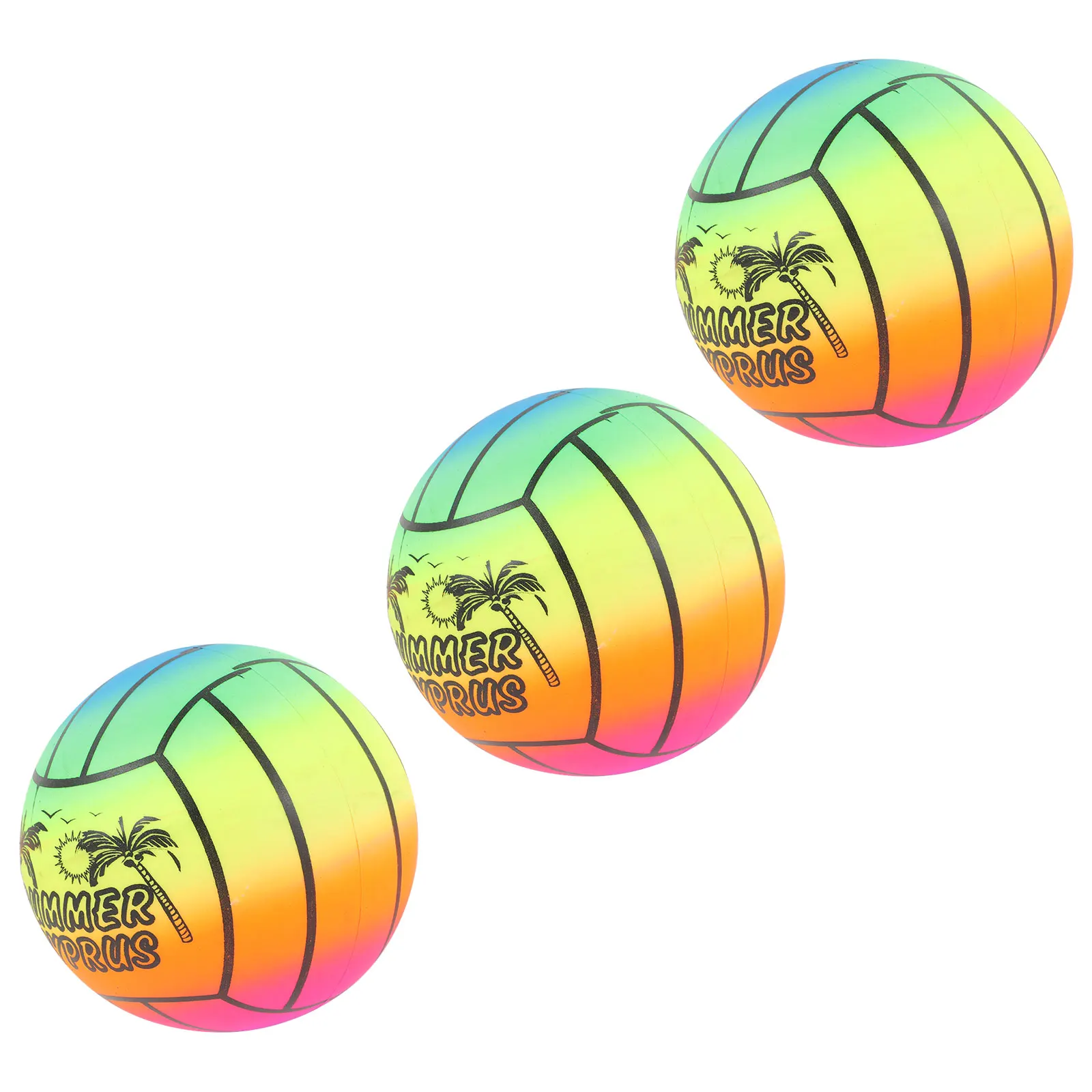 Balles élastiques arc-en-ciel pour enfants, 3 pièces, jouets de plage, légères et douces, pour activités de plein air, balle de jeu dégradée écologique