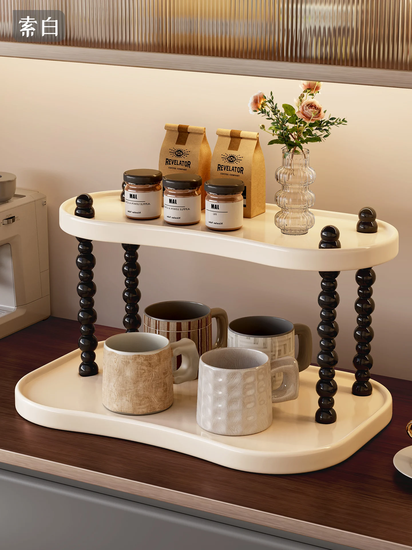 

Ele Double Layer Cup Holder Desktop Tea Cup Coffee Cup Display Ra Cup Storage elf Home Batoom Organizer by Su Bo