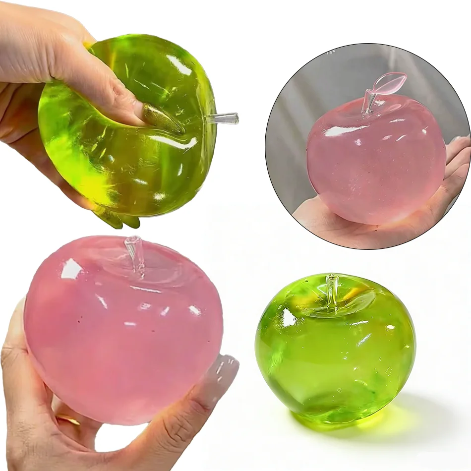 Kristalliner Apfel-Stressball mit Glatter Textur, Ultradünnes Weiches Sensorisches Spielzeug, Büro-Entspannungsgeschenk zur Angstlinderung