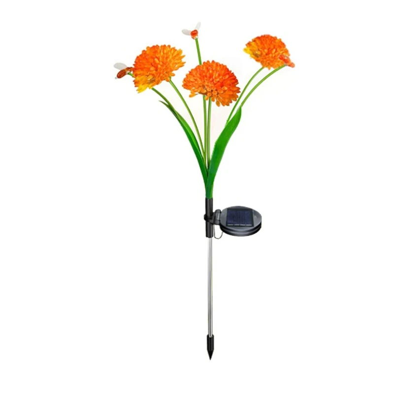 

1pc Solar Powered 3bees 3honeycombs Garden Lamp Waterproof Swinging Bee Light with Flowers for Garden Courtyard Path Lawn Decor